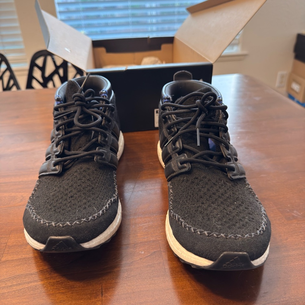 Adidas Black and White Men's Knit Sneakers
